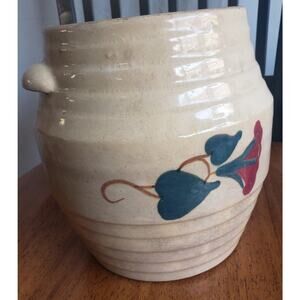 Vintage Red Wing large 8" stoneware rumtopf Morning Glory cookie jar crock